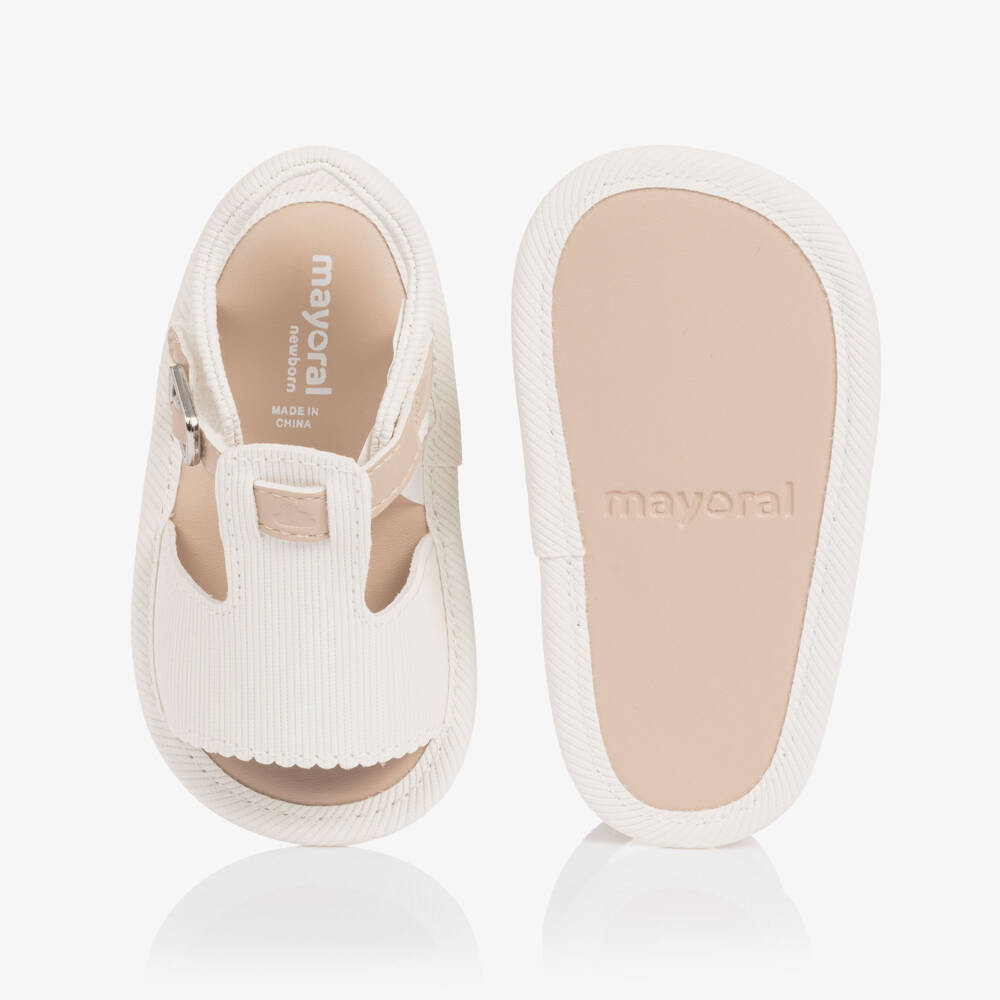 Mayoral Newborn-صندل جلد صناعي لون عاجي للبنات الرضع | Childrensalon