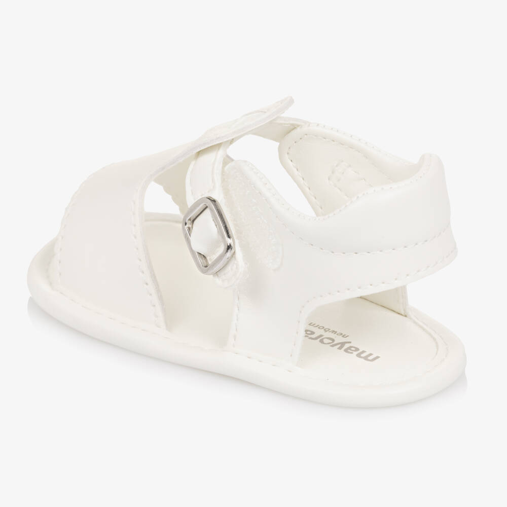 Mayoral Newborn-Baby Girls Ivory Faux Leather Pre-Walker Sandals | Childrensalon