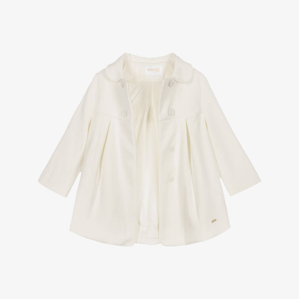 Mayoral Newborn-Baby Girls Ivory Felted Coat | Childrensalon