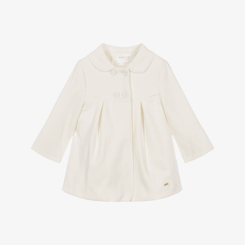 Mayoral Newborn-Baby Girls Ivory Felted Coat | Childrensalon