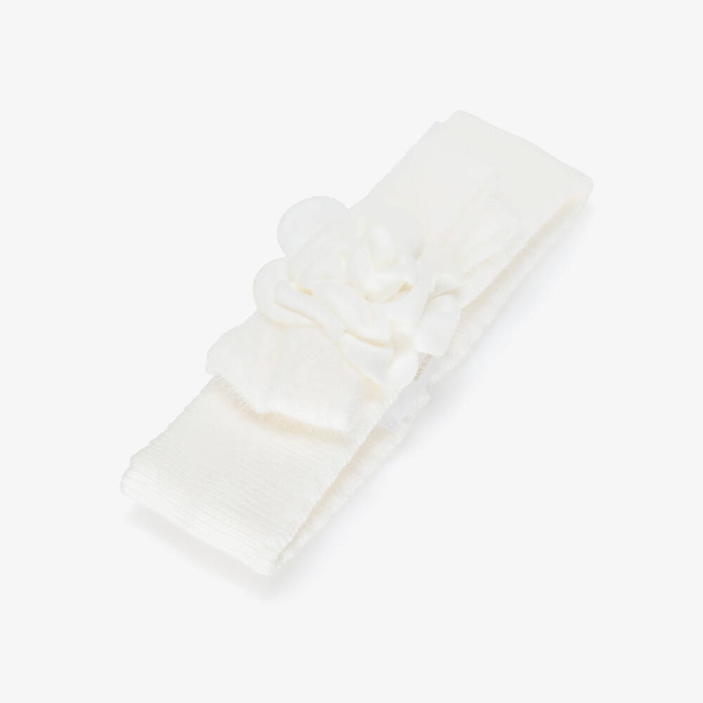 Mayoral Для новорожденных-Повязка кремовая с цветком и бантом для малышек | Childrensalon