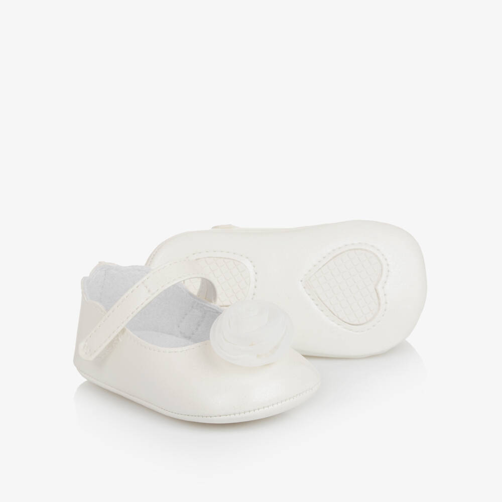 Mayoral Для новорожденных-Baby Girls Ivory Flower Pre-Walker Shoes | Childrensalon
