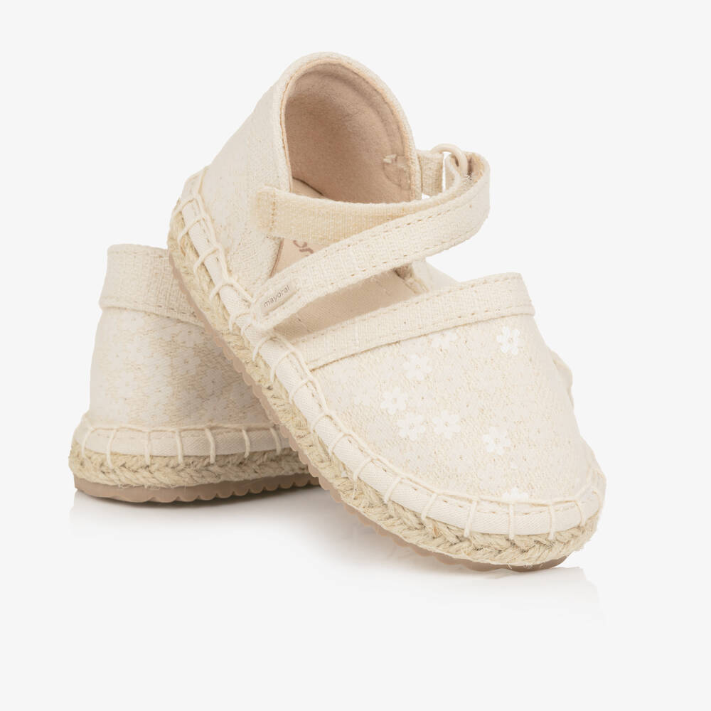 Mayoral-Baby Girls Ivory Flower Sequin Espadrilles | Childrensalon
