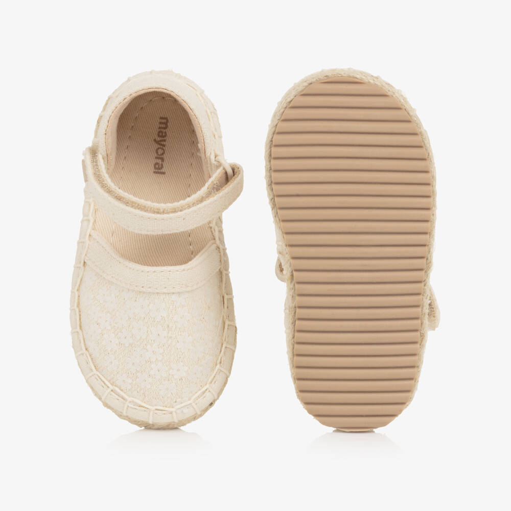 Mayoral-Baby Girls Ivory Flower Sequin Espadrilles | Childrensalon