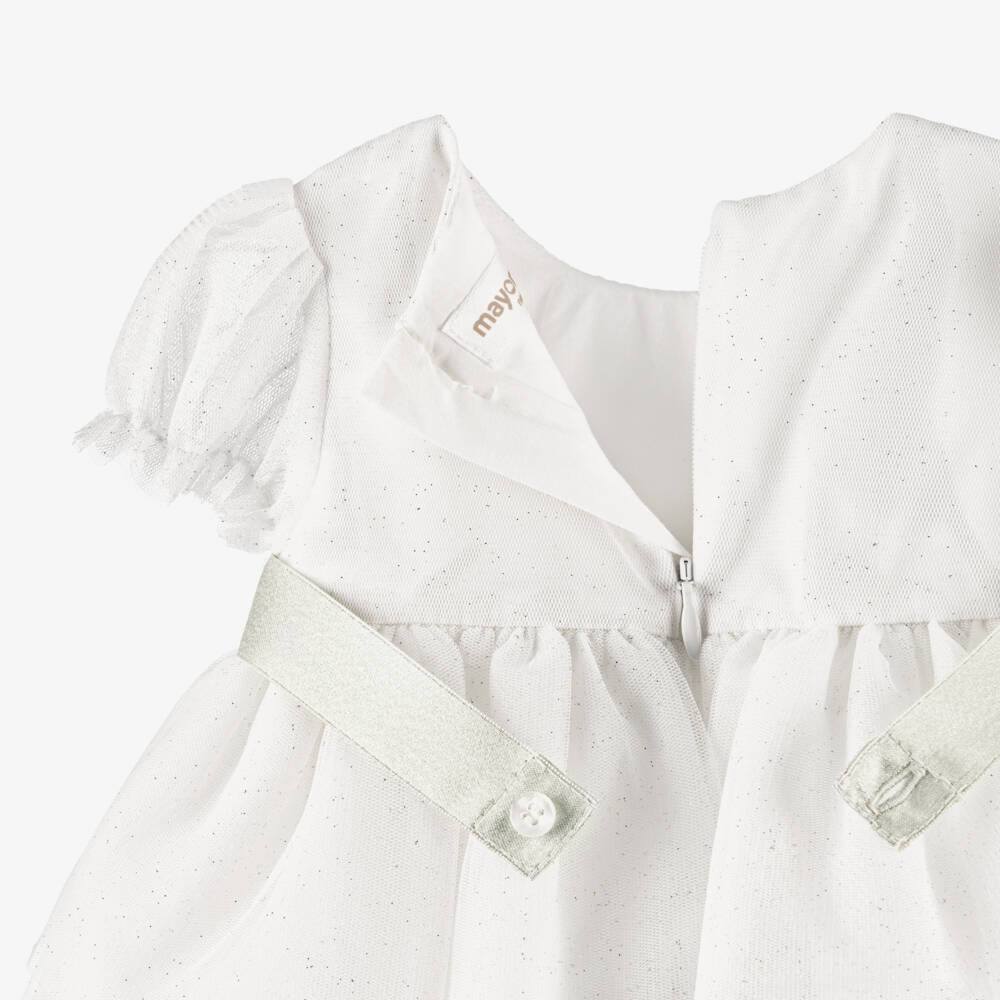 Mayoral Newborn-Baby Girls Ivory Glitter Tulle Dress | Childrensalon