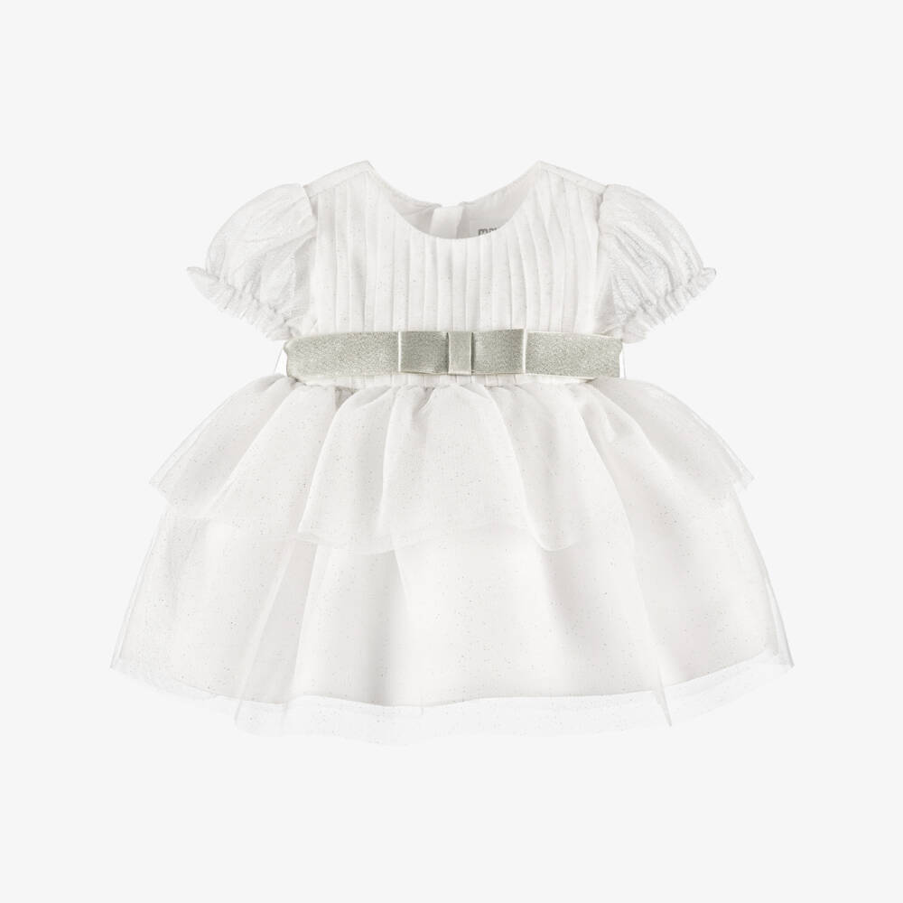 Mayoral Newborn-Baby Girls Ivory Glitter Tulle Dress | Childrensalon