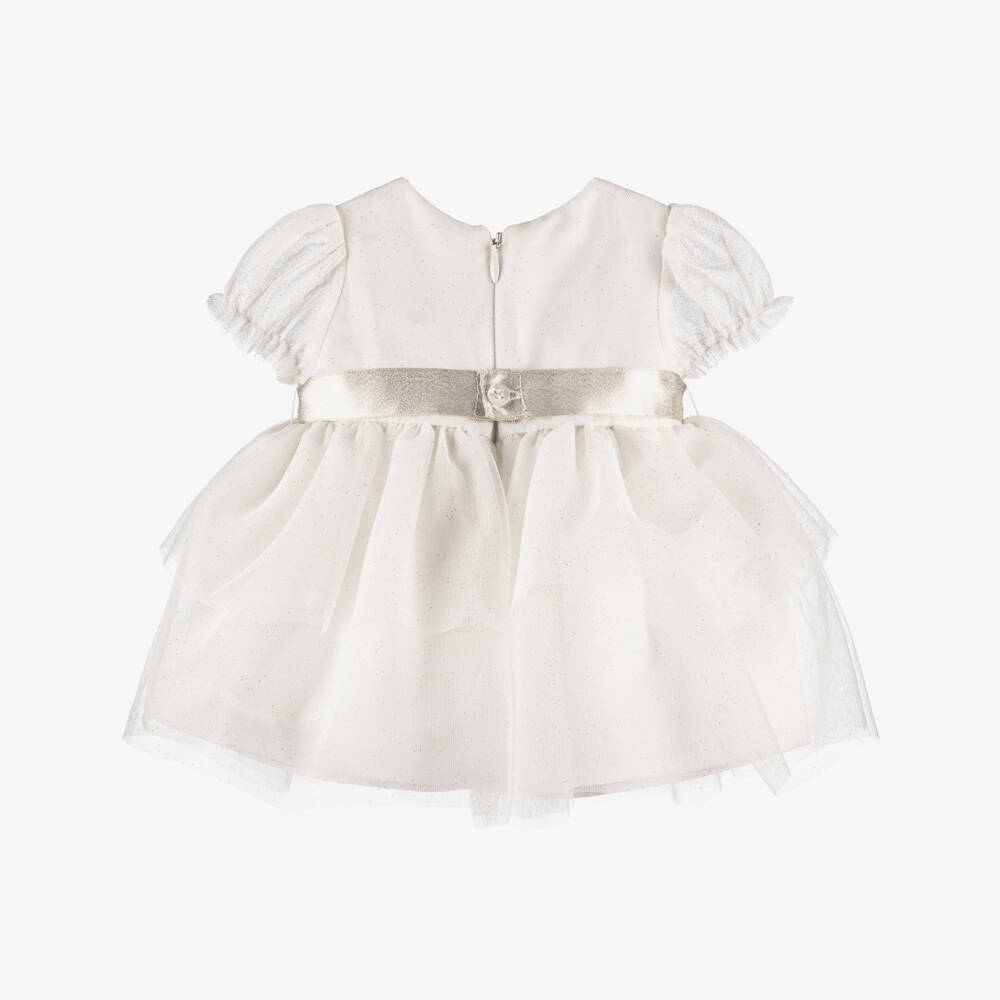 Mayoral Newborn-Baby Girls Ivory Glitter Tulle Dress | Childrensalon