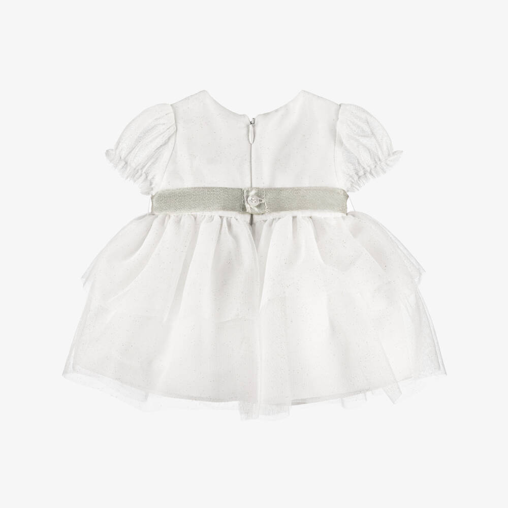 Mayoral Newborn-Baby Girls Ivory Glitter Tulle Dress | Childrensalon