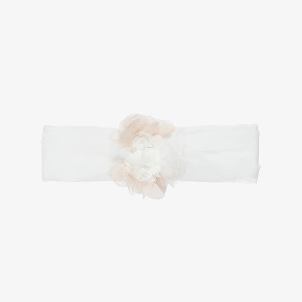 Mayoral Newborn-Baby Girls Ivory Headband with Flower Appliqué | Childrensalon