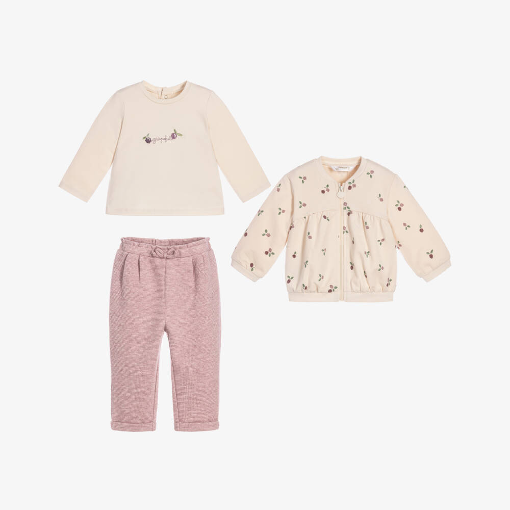 Mayoral Newborn-Baby Girls Ivory & Mauve Pink Tracksuit Set | Childrensalon