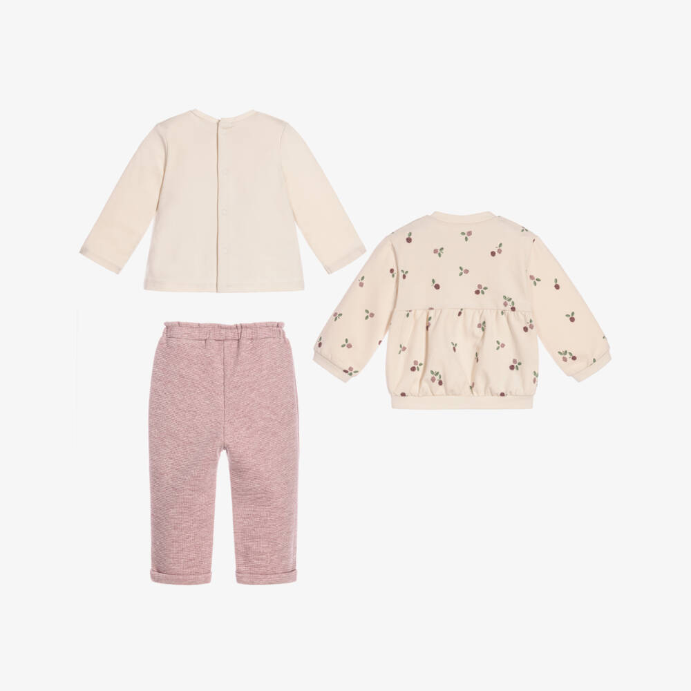 Mayoral Newborn-Baby Girls Ivory & Mauve Pink Tracksuit Set | Childrensalon