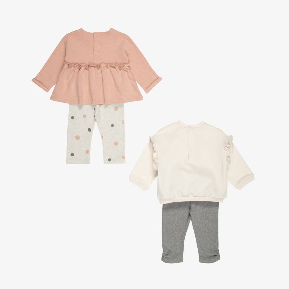 Mayoral Для новорожденных-Baby Girls Ivory & Pink Leggings Set with Bunny Motif | Childrensalon