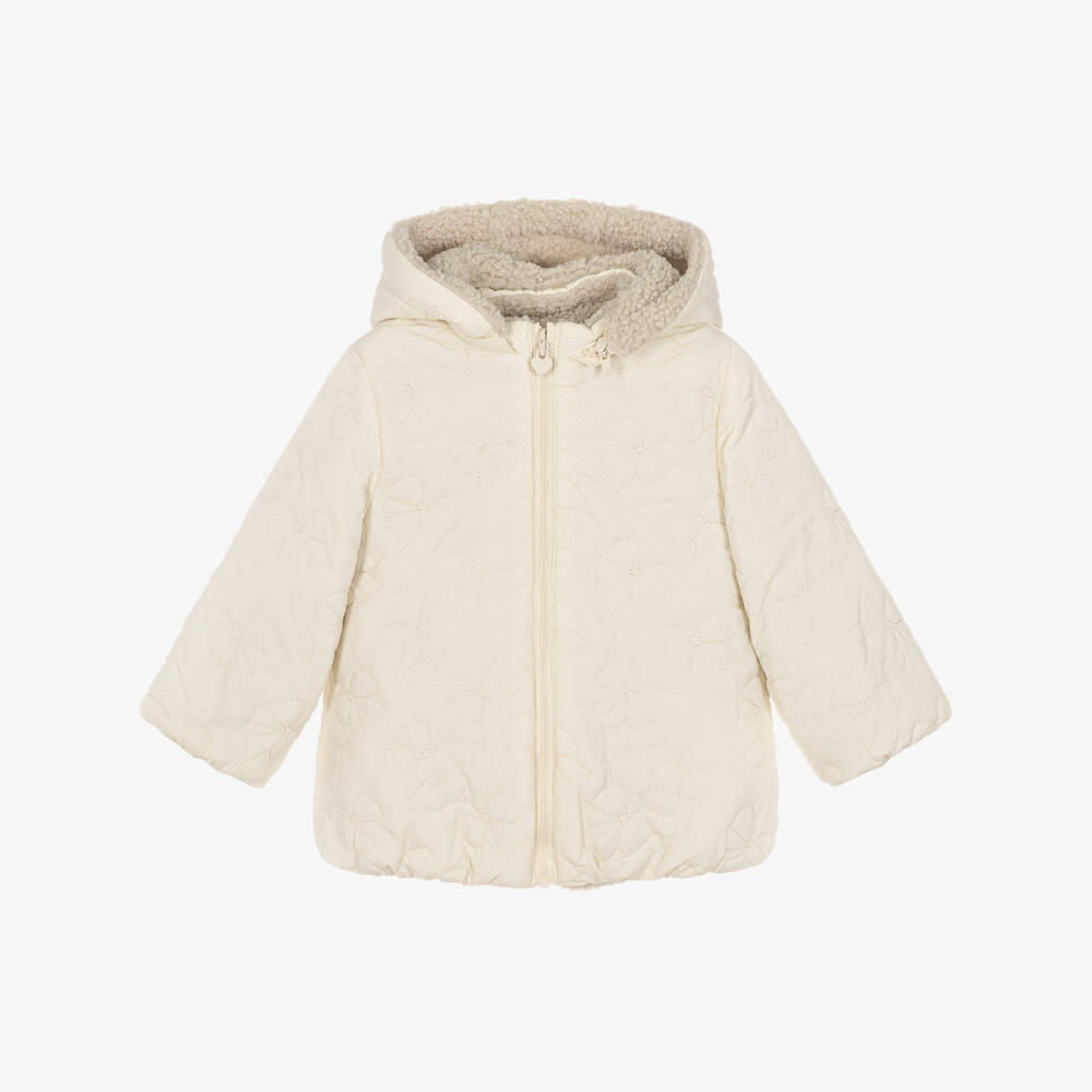 Mayoral Newborn-Baby Girls Ivory Reversible Coat | Childrensalon