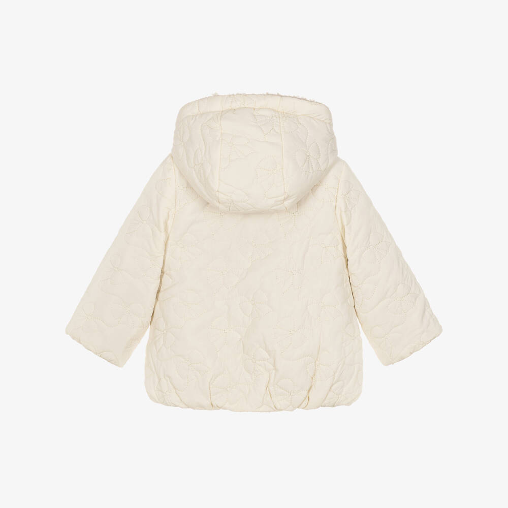 Mayoral Newborn-Baby Girls Ivory Reversible Coat | Childrensalon