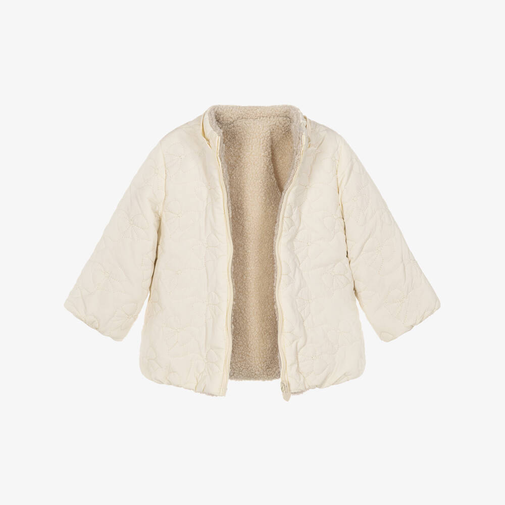 Mayoral Newborn-Baby Girls Ivory Reversible Coat | Childrensalon