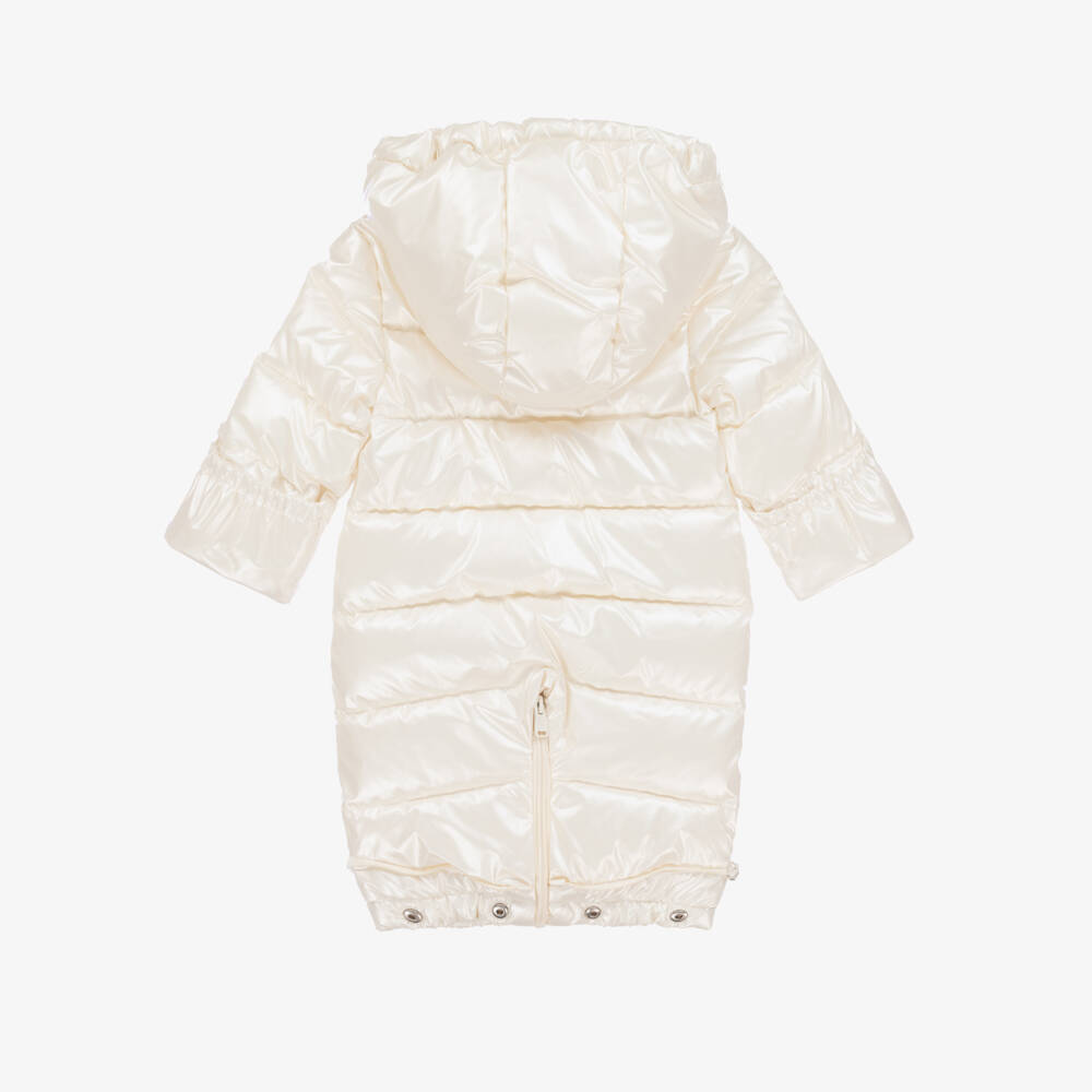 Mayoral Newborn-Baby Girls Ivory Sheen Padded Snowsuit | Childrensalon