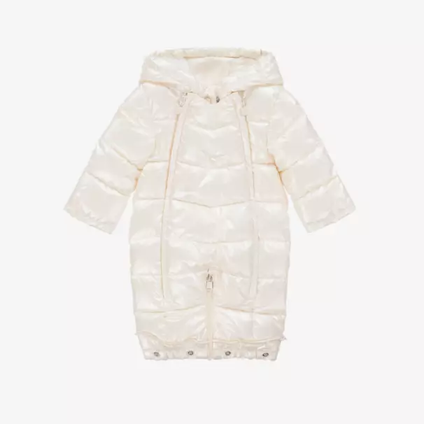 Mayoral Newborn-Baby Girls Ivory Sheen Padded Snowsuit | Childrensalon