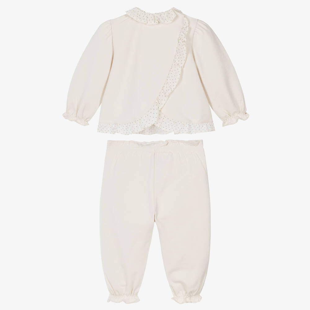 Mayoral Newborn-Baby Girls Ivory Trouser Set with Ruffle Details | Childrensalon