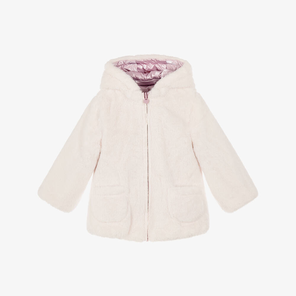 Mayoral Newborn-Baby Girls Lavender Purple Reversible Coat | Childrensalon
