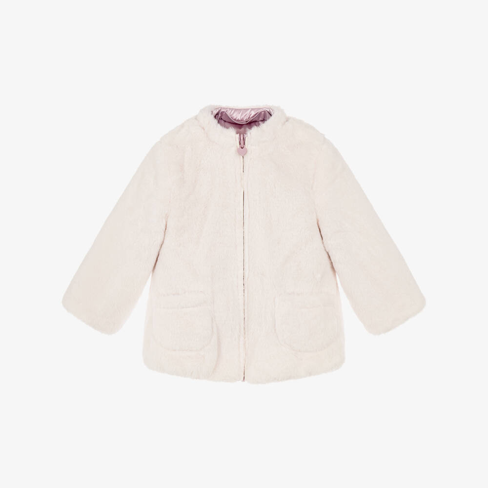 Mayoral Newborn-Baby Girls Lavender Purple Reversible Coat | Childrensalon