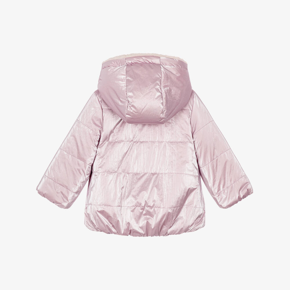 Mayoral Newborn-Baby Girls Lavender Purple Reversible Coat | Childrensalon