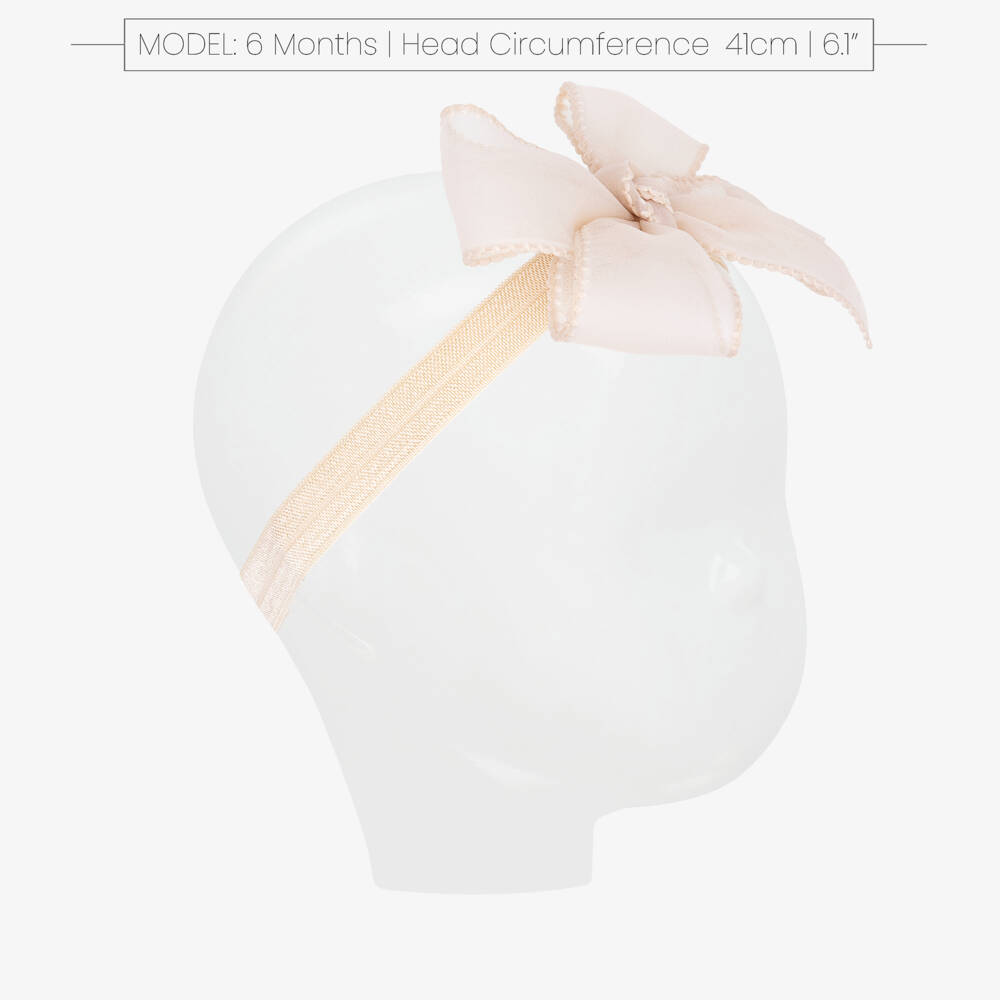 Mayoral Newborn-Baby Girls Pale Beige Bow Headband & Hair Clip Set | Childrensalon