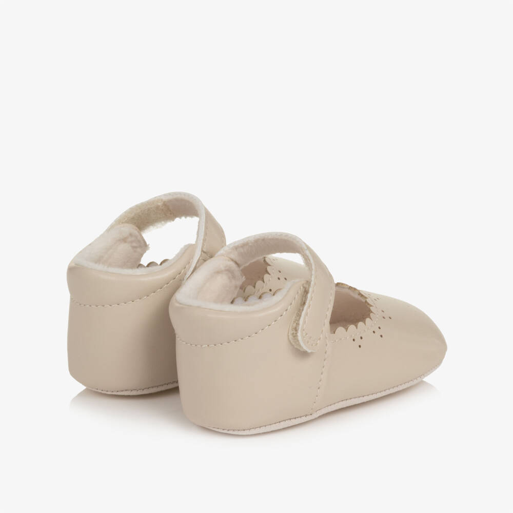 Mayoral Newborn-Baby Girls Pale Beige Mary Jane Pre-Walker Shoes | Childrensalon