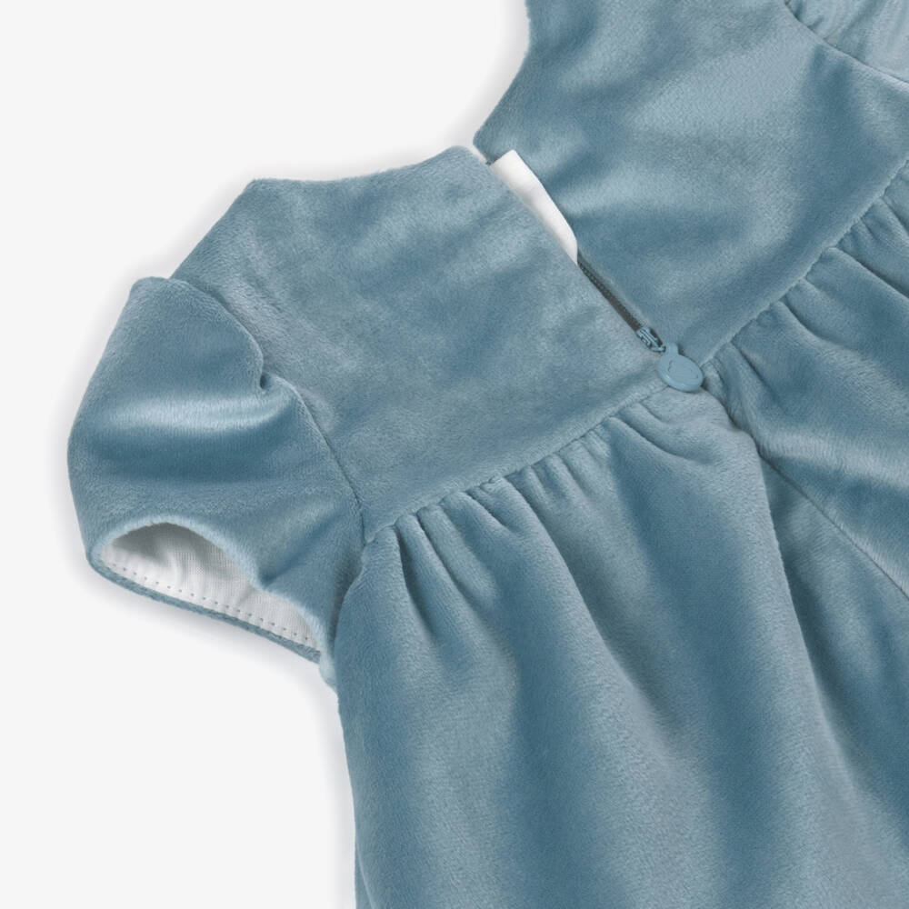 Mayoral Для новорожденных-Baby Girls Pale Blue Smocked Velvet Dress | Childrensalon