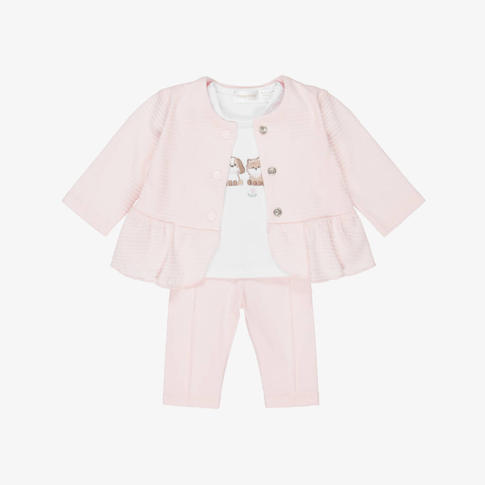 Mayoral Для новорожденных-Baby Girls Pale Pink Cotton Leggings Set | Childrensalon