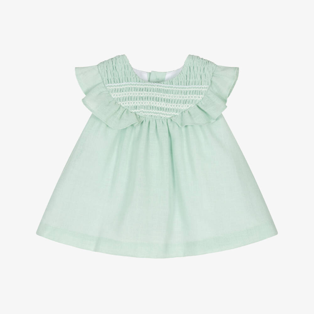 Mayoral Newborn-Baby Girls Pastel Green Smocked Dress | Childrensalon