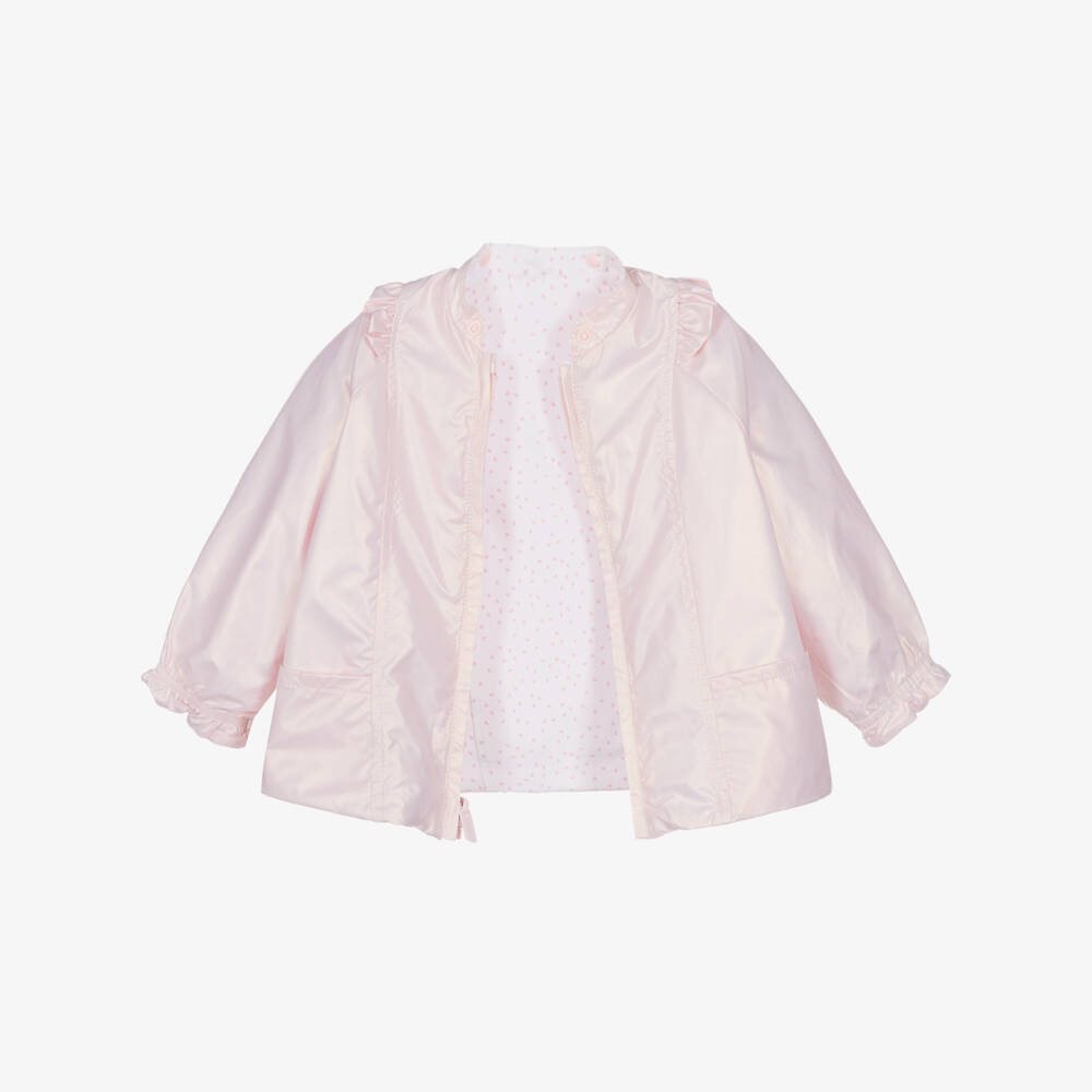 Mayoral Newborn-Baby Girls Pearly Pink & Heart Print Reversible Jacket | Childrensalon