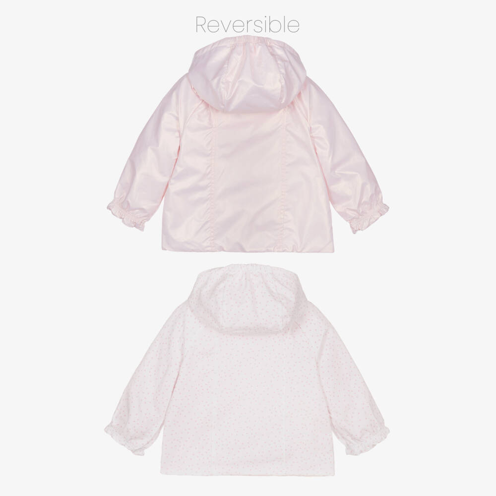 Mayoral Newborn-Baby Girls Pearly Pink & Heart Print Reversible Jacket | Childrensalon