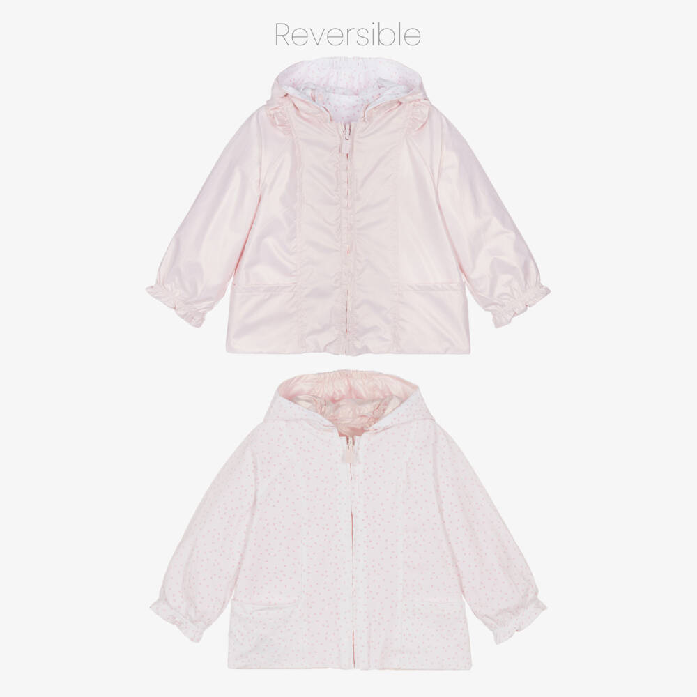 Mayoral Newborn-Baby Girls Pearly Pink & Heart Print Reversible Jacket | Childrensalon
