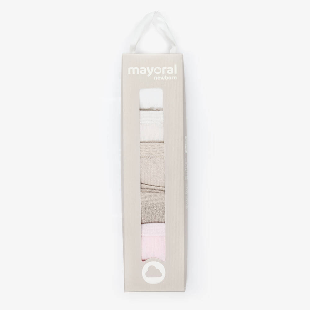 Mayoral Для новорожденных-Baby Girls Pink & Beige Socks (6 Pack) | Childrensalon