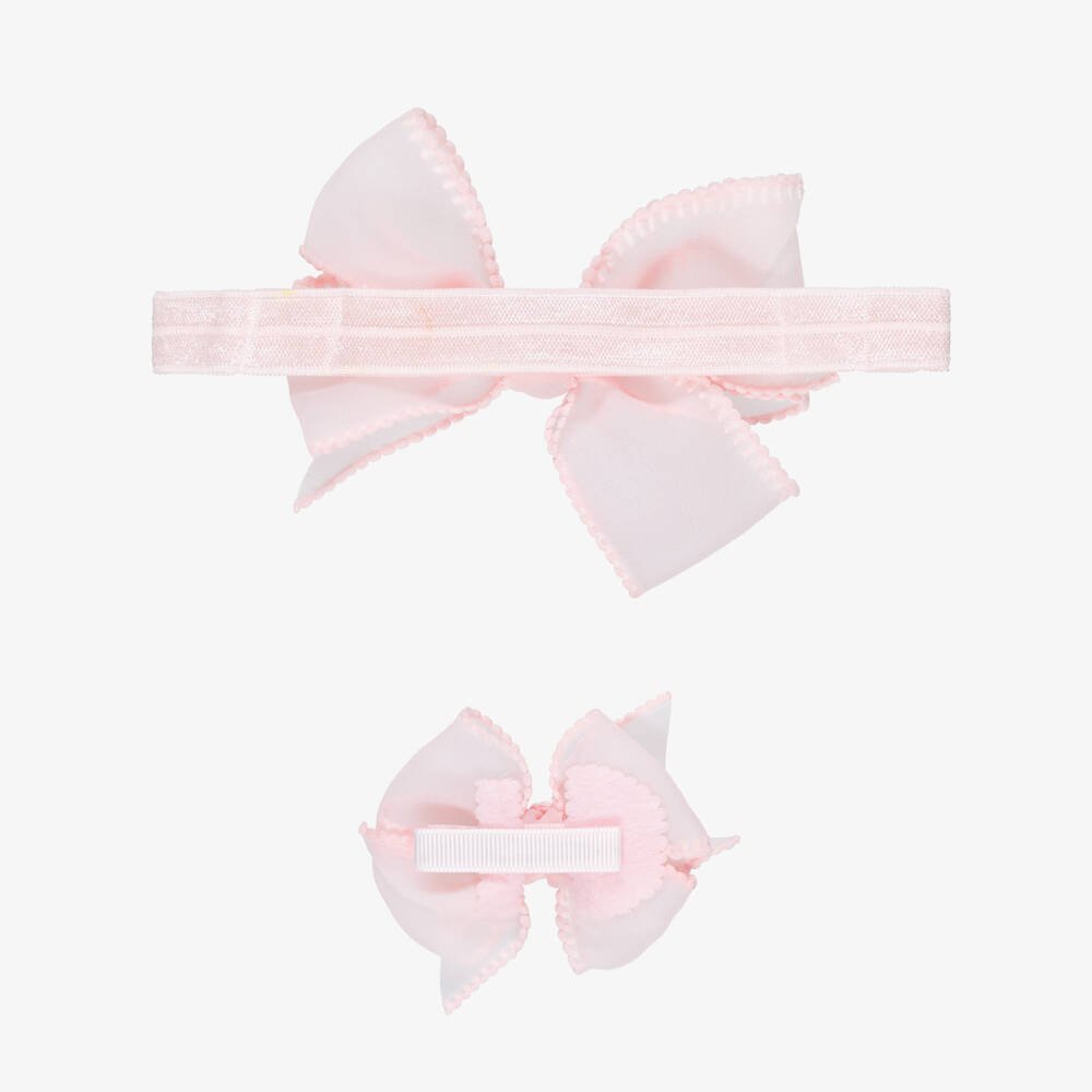 Mayoral Newborn-Baby Girls Pink Bow Headband & Hair Clip Set | Childrensalon