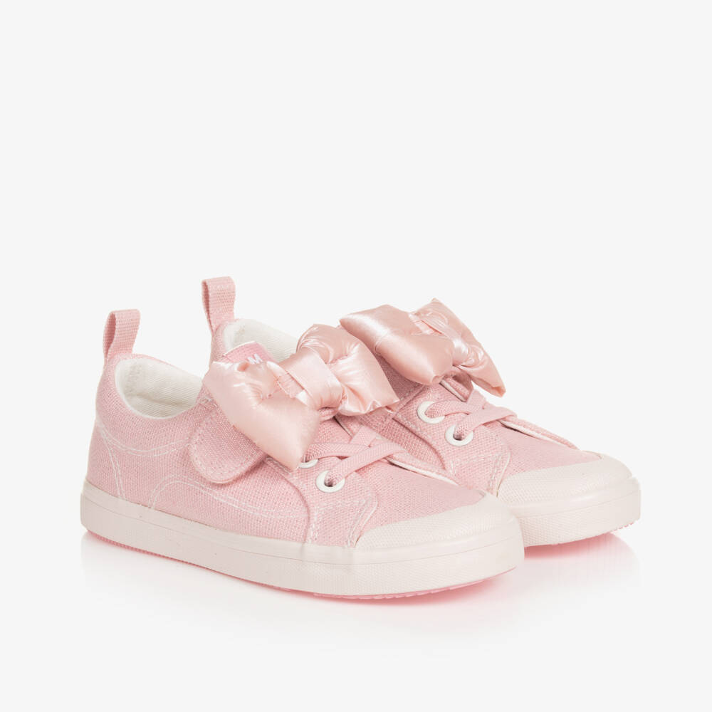 Mayoral - Baby Girls Pink Cotton Bow Trainers | Childrensalon