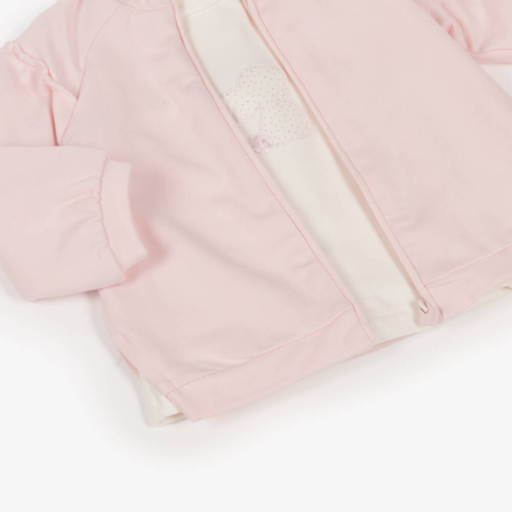 Mayoral Newborn-Baby Girls Pink Cotton Bunny Tracksuit Set | Childrensalon