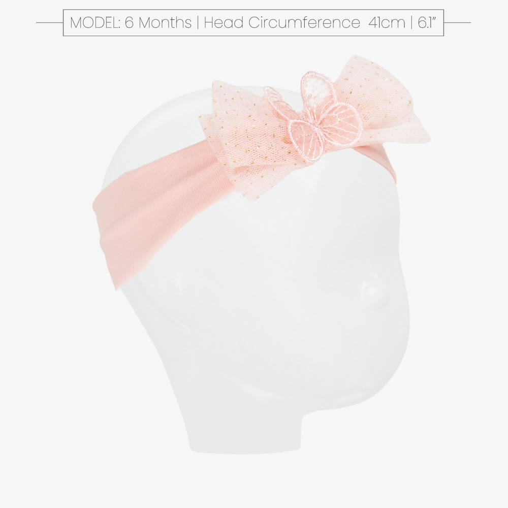 Mayoral-Baby Girls Pink Cotton Butterfly Headband | Childrensalon