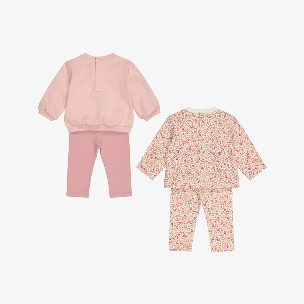 Mayoral Для новорожденных-Baby Girls Pink Cotton Floral Leggings Set | Childrensalon