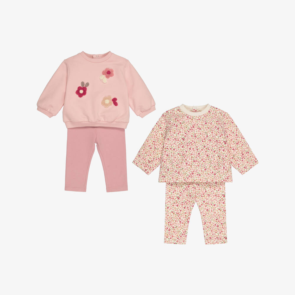 Mayoral Для новорожденных-Baby Girls Pink Cotton Floral Leggings Set | Childrensalon