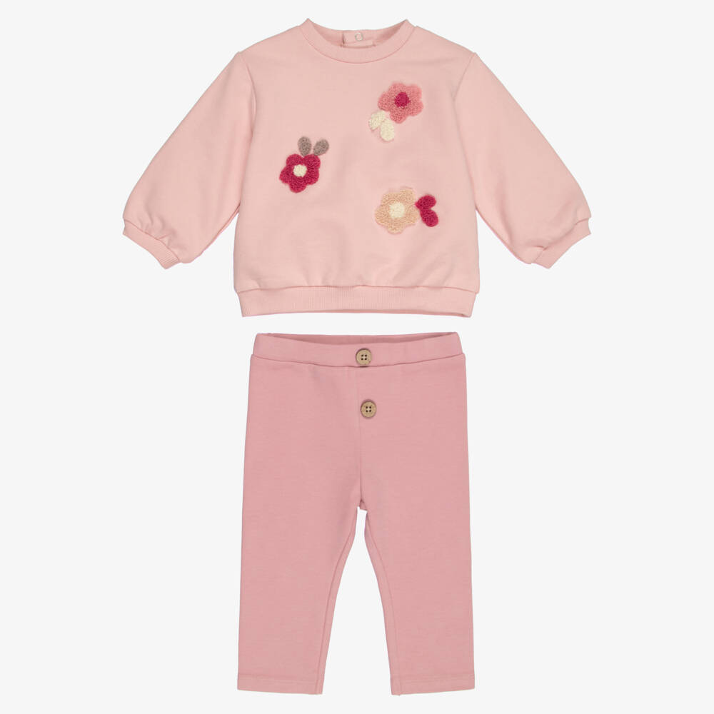 Mayoral Для новорожденных-Baby Girls Pink Cotton Floral Leggings Set | Childrensalon