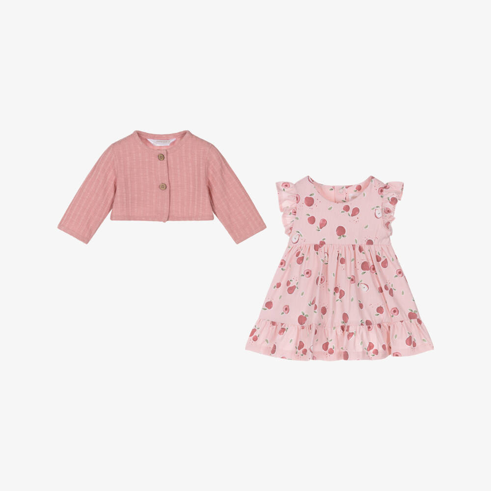 Mayoral Newborn-Baby Girls Pink Cotton Fruit Print Dress Set | Childrensalon