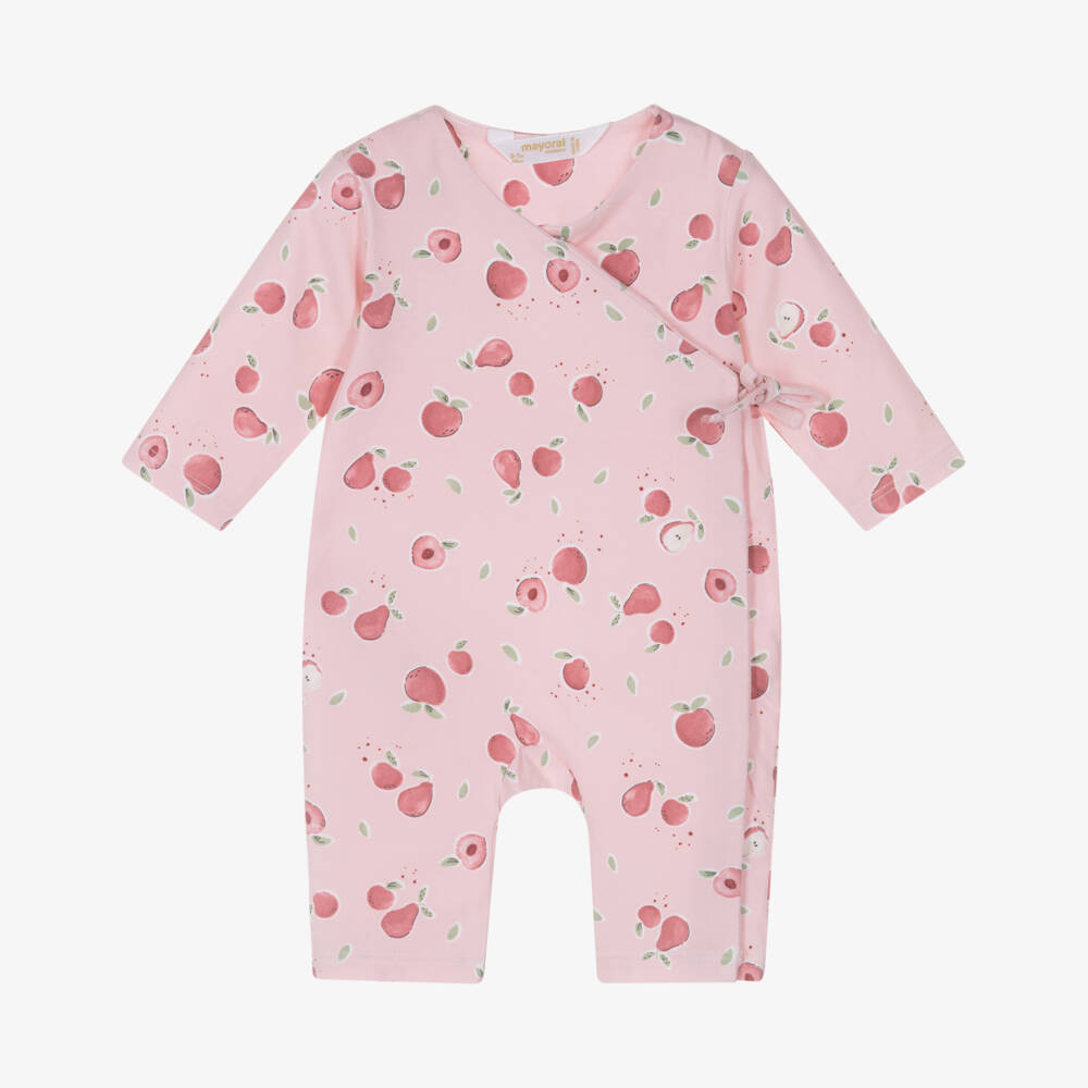Mayoral Для новорожденных-Baby Girls Pink Cotton Fruit Print Romper | Childrensalon