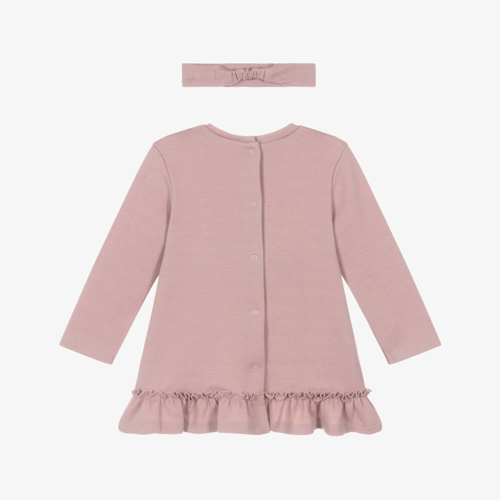 Mayoral Для новорожденных-Baby Girls Pink Cotton Jersey Dress & Headband Set | Childrensalon