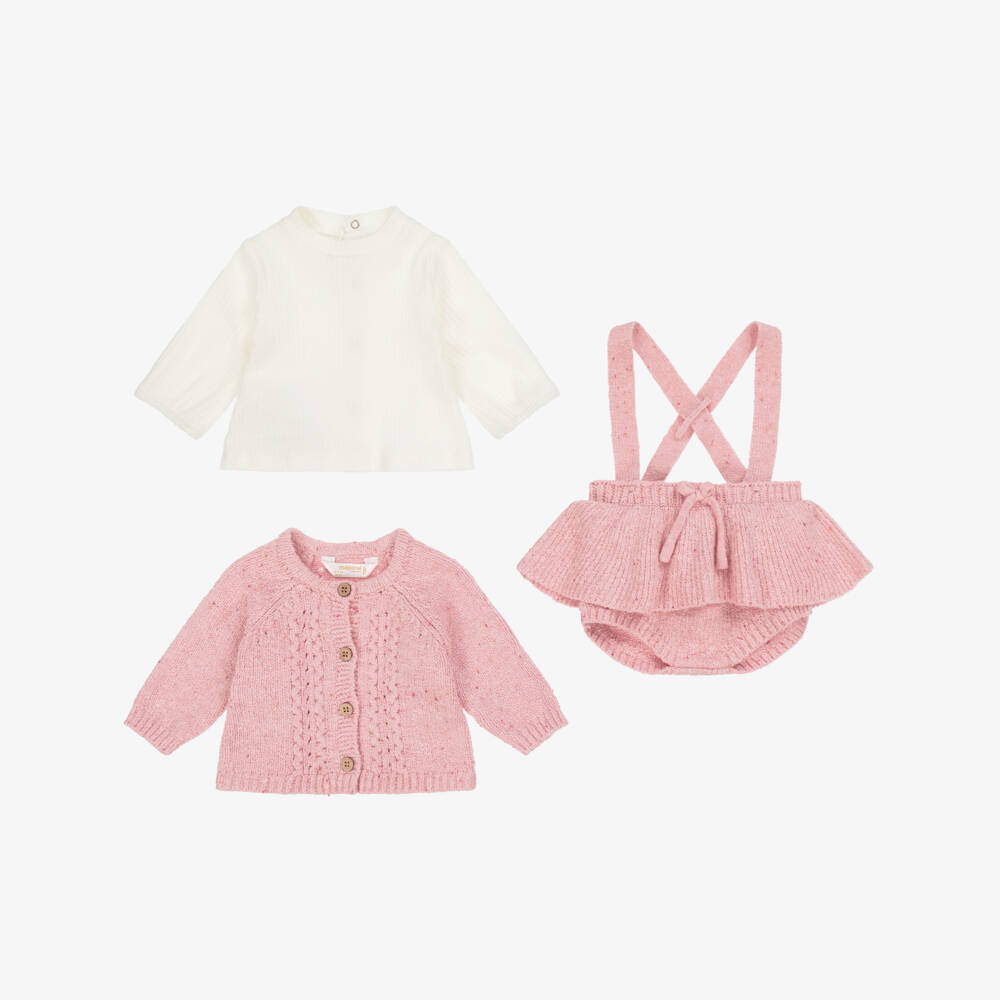 Mayoral Newborn-Baby Girls Pink Cotton Knit Shorts Set  | Childrensalon