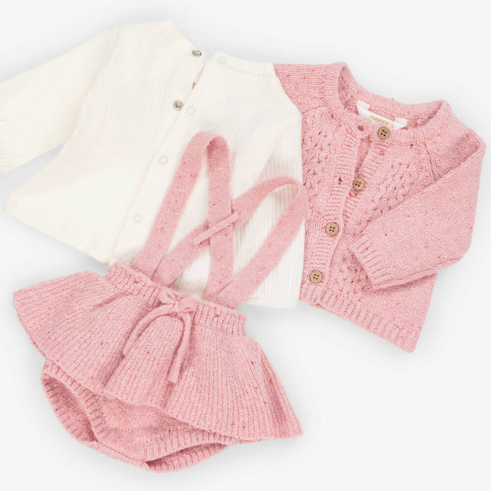 Mayoral Newborn-Baby Girls Pink Cotton Knit Shorts Set  | Childrensalon