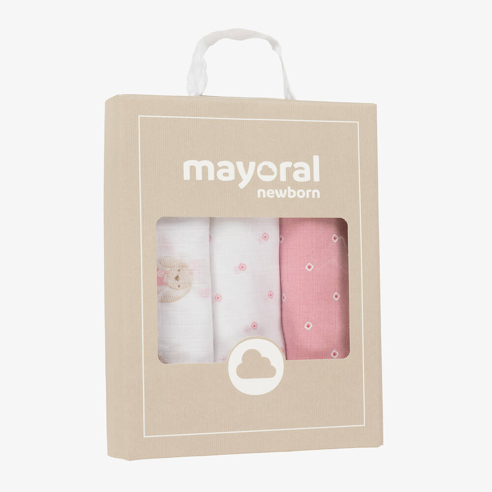 Mayoral-Baby Girls Pink Cotton Muslins (3 Pack) | Childrensalon