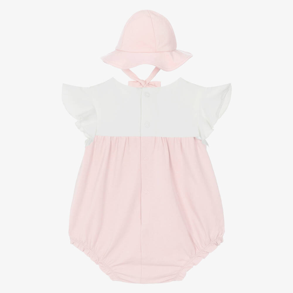 Mayoral Для новорожденных-Baby Girls Pink Cotton Shortie & Hat Set | Childrensalon