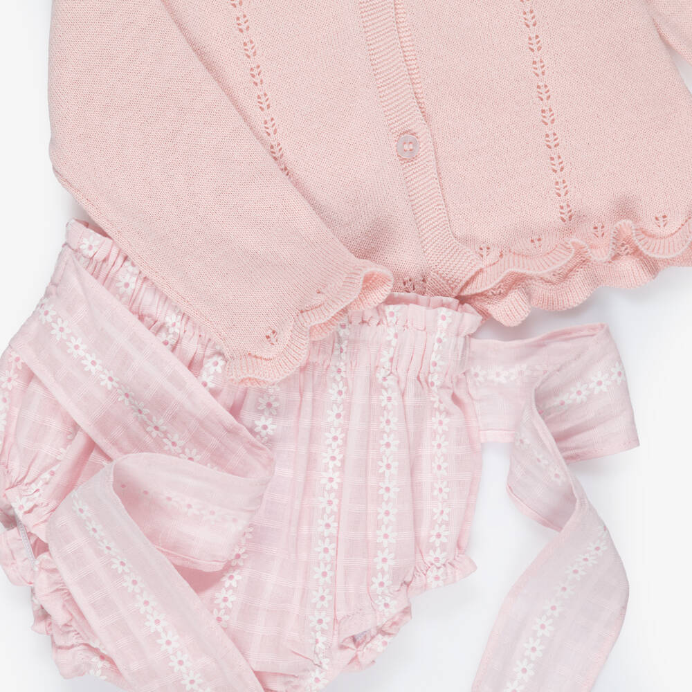 Mayoral Для новорожденных-Baby Girls Pink Cotton Shorts Set with Floral Print | Childrensalon