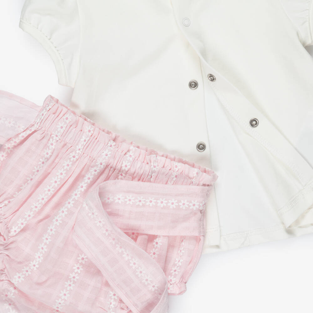 Mayoral Для новорожденных-Baby Girls Pink Cotton Shorts Set with Floral Print | Childrensalon